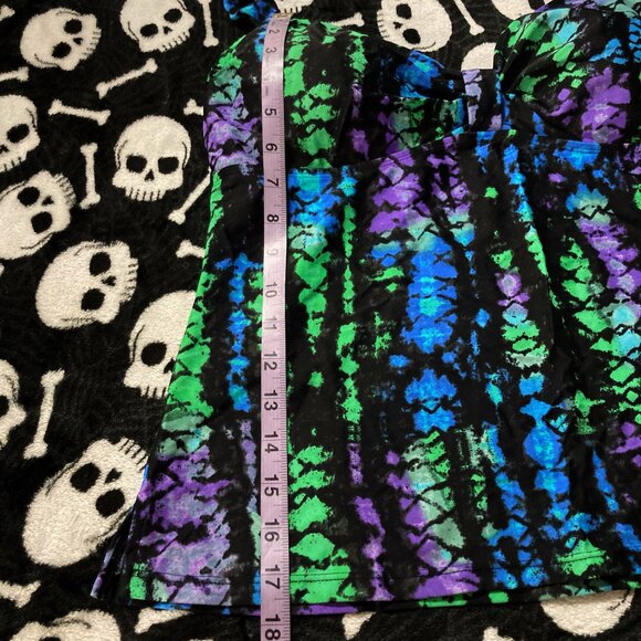LEILANI Black multi-colour ikat tie-dye inspired print tankini top ~ LARGE XL 1X - Picture 4 of 9